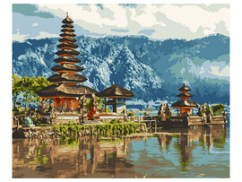 Холст с красками 40х50 см по номерам. ИНДОНЕЗИЙСКИЙ ХРАМ доставка оптом в Донецк