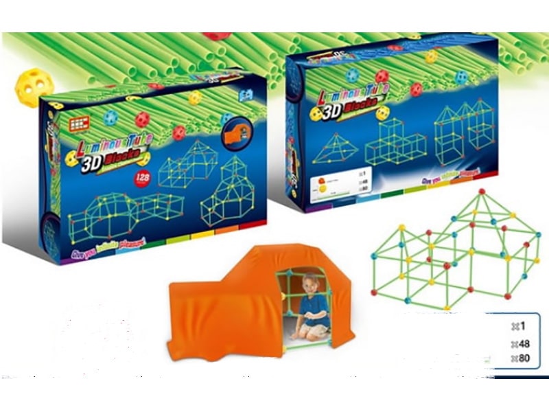 Донецк игрушка оптом Палатка-конструктор на каркасе 128 дет. в кор. HC-060C-3