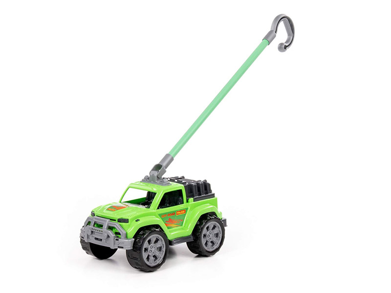 Автомобиль-каталка "Легионер" 27 см с ручкой (зелёный)