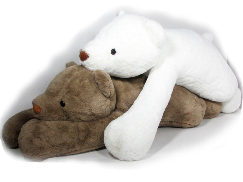 Донецк игрушка оптом Медведь лежит коричневый/белый 1280-53/120