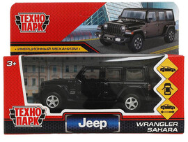 Машина металл. Jeep Wrangler Sahara 12 см, откр. дв., багаж., инерц., черный, Технопарк