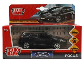 Машина металл. Ford Focus Turnier 12 см, дв., багаж., инерц., черный. Технопарк