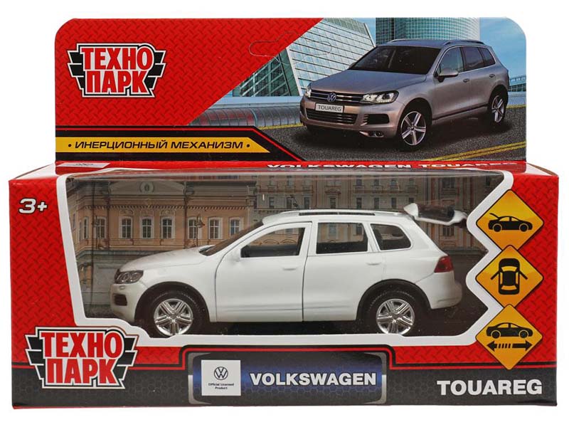 Машина металл. Volkswagen Touareg 12 см, дв., багаж., инерц., белый. Технопарк