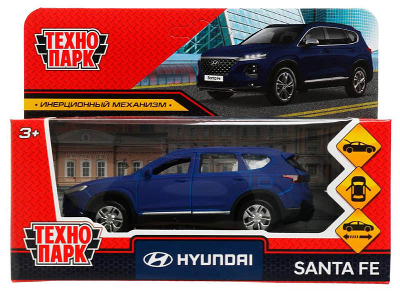 Машина металл. Hyundai Santafe Soft 12 см, дв., багаж., инерц., синий. Технопарк