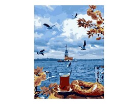 Картина на картоне с красками 40х50 см по номерам. УТРЕННИЙ ЧАЙ доставка оптом в Донецк