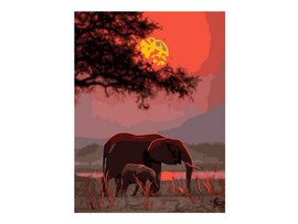 Холст с красками 30х40 см по номерам. СЕМЬЯ В САВАННЕ доставка оптом в Донецк