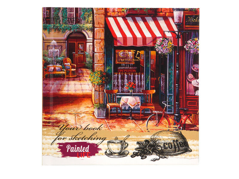 Донецк игрушка оптом Скетчбук 150х150мм 80л «КОФЕЙНЯ» (7БЦ, мат. лам.)