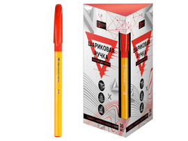 Ручка шариковая желтый корпус 1,0 мм КРАСНАЯ (30 шт/уп) 64129 доставка оптом в Донецк