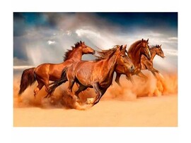 Холст с красками 40х50 см по ном. Бегущие лошади в пустыне. Арт. ХК-8014
