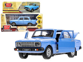 Технопарк. Машина "АЗЛК МОСКВИЧ-2140sl" металл. инерц. 12,5 см (открыв. двери, багажник) синий доставка оптом в Донецк