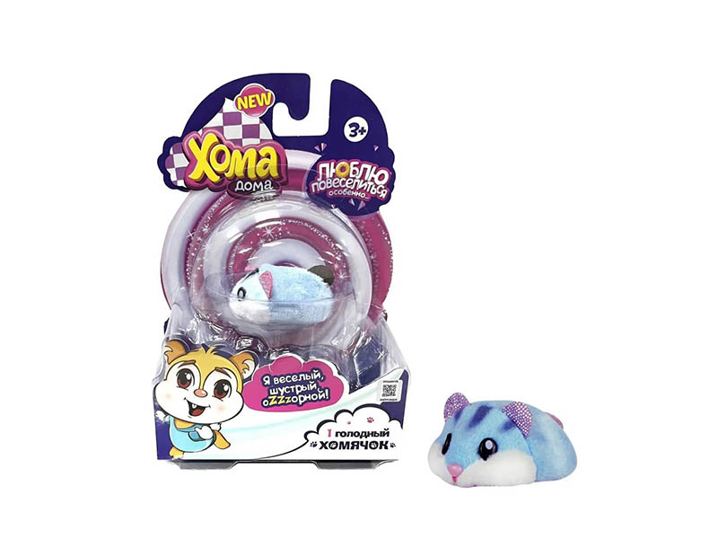 Мягкая игр. Хомячок Хома Дома, голубо-розовый, на бат. Арт. Т24305