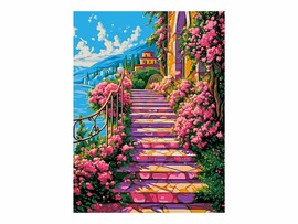 Картина по ном. на карт. 28,5*38 см "Лестница в цветах"