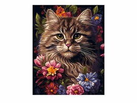 Картина по ном. на холсте 40*50 см "Кот в цветах"