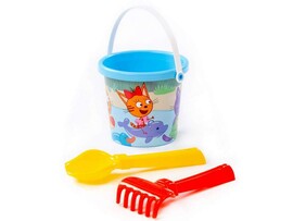 Песочный набор "Три кота" №7: Ведро малое с наклейкой, совок №2, грабельки №2 доставка оптом в Донецк