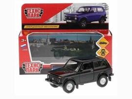 Машина металл. LADA 4x4 12 см, дв., багаж., инерц., черный, кор. Технопарк