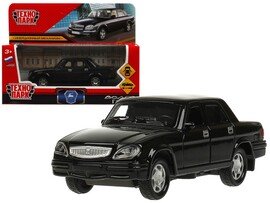 Машина металл. ГАЗ -31105 Волга 12 см, дв., багаж., инерц., черный, кор. Технопарк