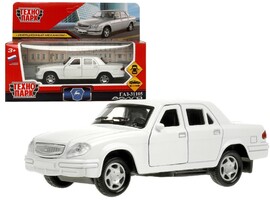 Машина металл. ГАЗ -31105 Волга 12 см, дв., багаж., инерц., белый, кор. Технопарк