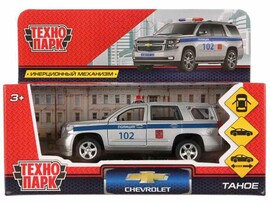 Машина металл. Chevrolet Tahoe Полиция 12 см, дв., багаж., инерц., кор. Технопарк