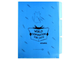 Папка-уголок А4 для документов «КОТ С ГАЗЕТОЙ» (пластик, 3 отделения) доставка оптом в Донецк