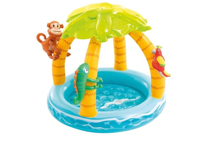 Донецк игрушка оптом Бассейн с надувным дном «ТРОПИЧЕСКИЙ ОСТРОВ» с навесом 102*86см 58417NP