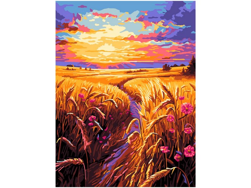 Донецк игрушка оптом Холст с красками 30х40 см по номерам. ЗОЛОТЫЕ ПОЛЯ