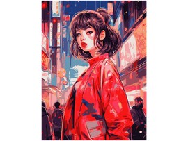 Холст с красками 30х40 см по номерам. ДЕВУШКА В ТОКИО доставка оптом в Донецк