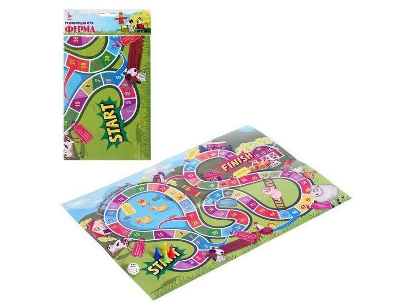 Донецк игрушка оптом Игра-ходилка с фишками "Ферма" в пак.