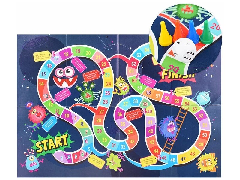 Донецк игрушка оптом Игра-ходилка с фишками "Кошмарики" в пак.