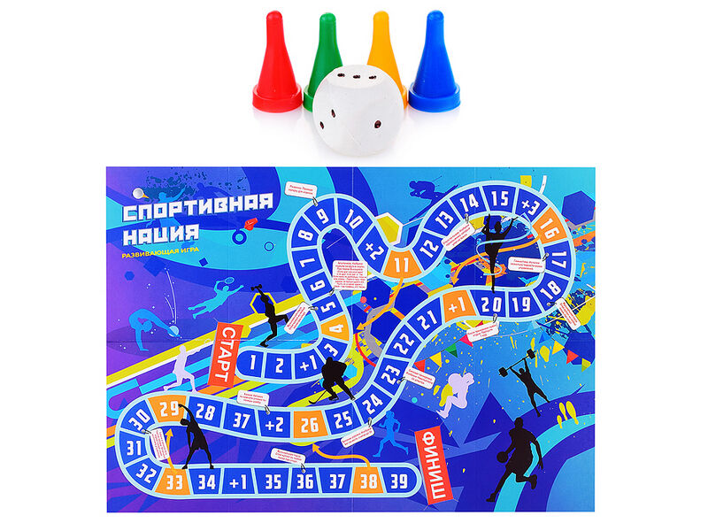 Донецк игрушка оптом Игра-ходилка с фишками "Спортивная нация" в пак.