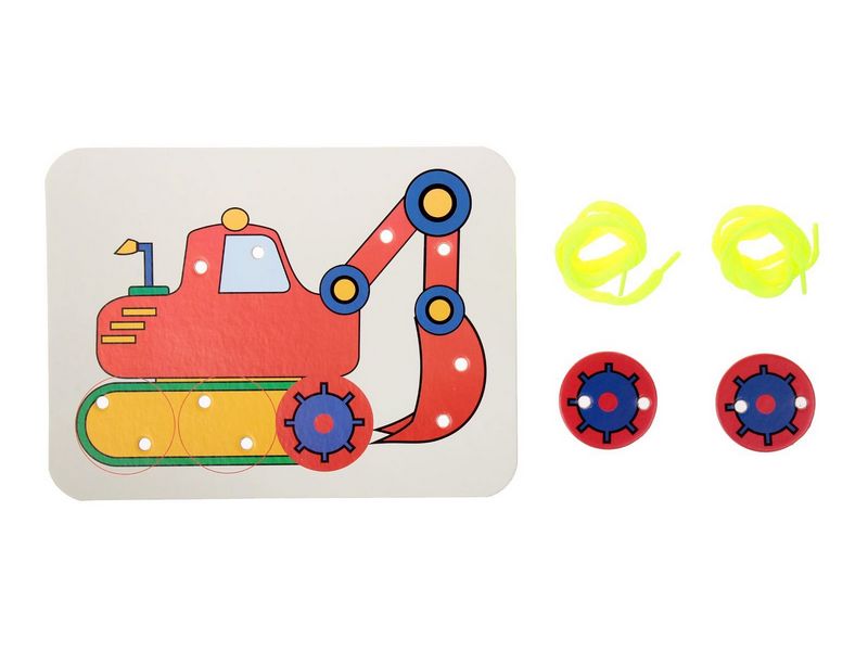 Донецк игрушка оптом Шнуровка-раскраска "Экскаватор"