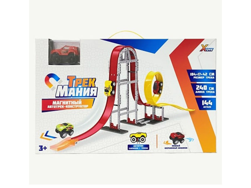 УЦЕНКА Автотрек "Трекмания. Магнитный автотрек-конструктор": машинка, 144 дет. Арт. 1002284