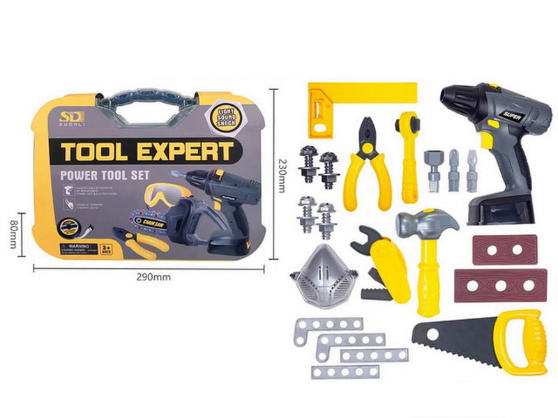 Набор инструментов "Строитель" на бат., 28*20 см в чемодане. Арт. 6800-1