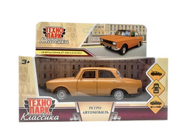 Машина металл. АЗЛК "Москвич-2140sl" 12.5 см, дв., баг., инерц., оранж., кор. Технопарк