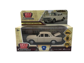 Машина металл. ГАЗ-2401 Волга 12 см, дв., багаж., инерц., бежев., кор. Технопарк