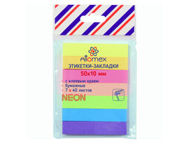 Закладки самокл. Attomex бумаж. 50x10 мм, 7x40 л., неон. цв., в пак. 2011200