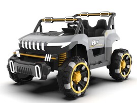 Электромобиль 2-местный на р/у (свет, звук, подключение USB+Bluetooth+MP3, аккум. 12V, 20А, колеса пластик, сиденье кожа, открыв. двери, качается, до 30 кг) СЕРЫЙ 16/016 доставка оптом в Донецк