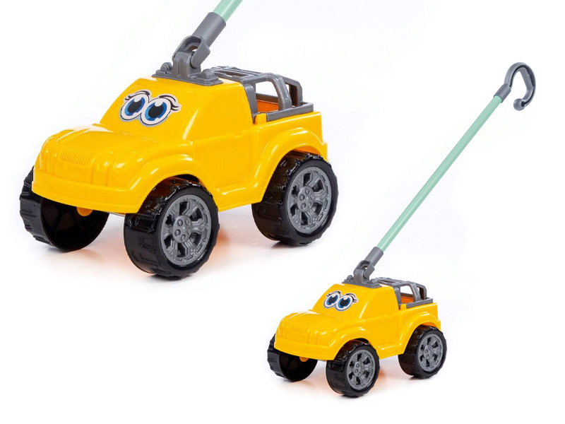 Автомобиль-каталка "Боби" с ручкой (жёлтый)