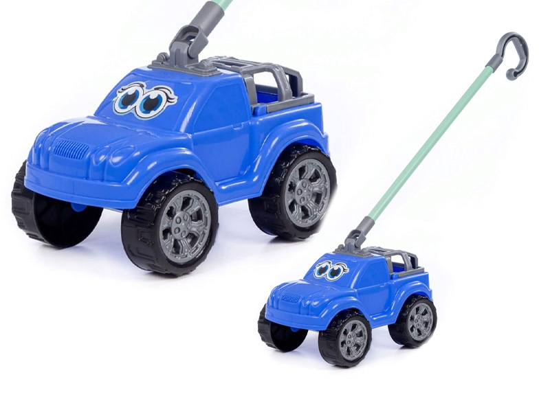 Автомобиль-каталка "Боби" с ручкой (синий)