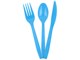 Набор столовых приборов 18 предм.: вилки, ложки, ножи, голубой