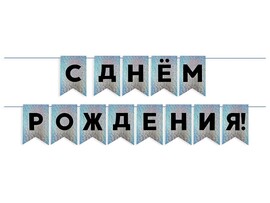 Гирлянда Флажки С ДР, черный/серебро, 500 см