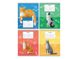 Тетрадь 12 л ЛИНИЯ «УЛЫБКА КОТА» (цвет. мелов. обл.) доставка оптом в Донецк