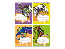 Тетрадь 18 л КЛЕТКА «ГЕЙМПАД МОНСТРА» (цвет. мелов. обл.) доставка оптом в Донецк