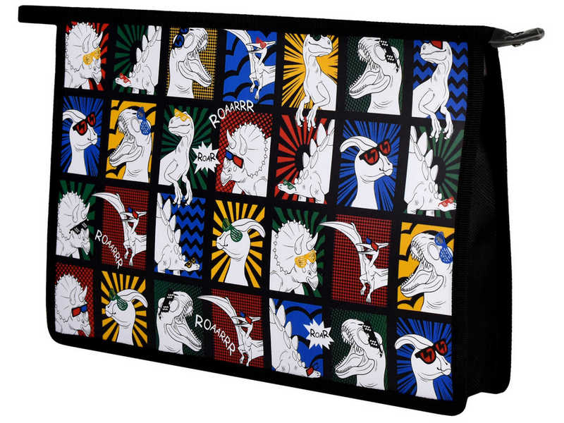 Донецк игрушка оптом Папка А4 для тетрадей «ДИНО-КОМИКС» (пластик, дно с расширением, на молнии)