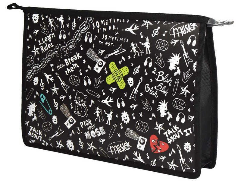 Донецк игрушка оптом Папка А4 для тетрадей «ПАНК 2» (пластик, дно с расширением, на молнии)