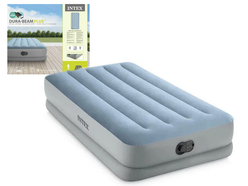 Надувная кровать "Twin Dura-Beam Comfort" 99x191x36см, USB-насос 64157
