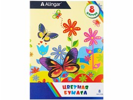 Цветная бумага "Бабочки и цветы" А4 8л. 8 цв., немел., одностор. AL6284