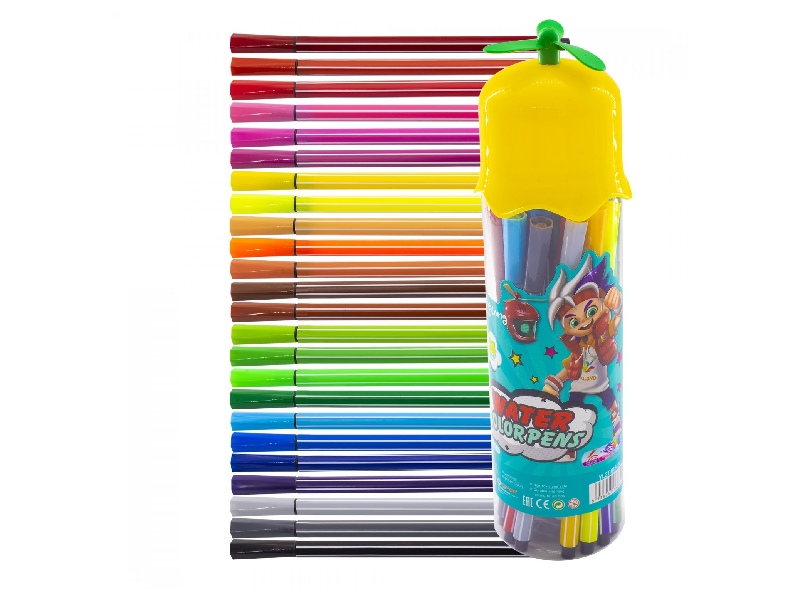 Фломастеры "Вертушка" 24 цв., шестигр. корп., вент. колп., пласт. тубус YL211818-24