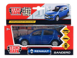Технопарк. Машина «RENAULT SANDERO» металл. инерц. 12 см (открыв. двери, багажник) синий доставка оптом в Донецк