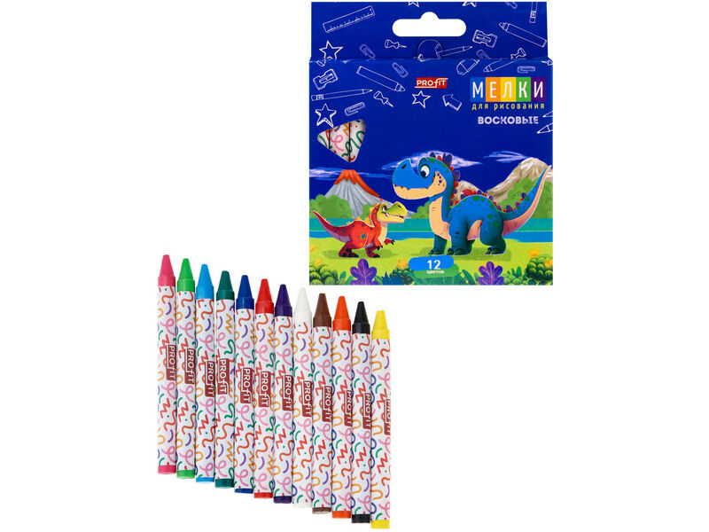 Донецк игрушка оптом Набор восковых мелков 12 цв. «СЧАСТЛИВЫЙ ДРАКОША»