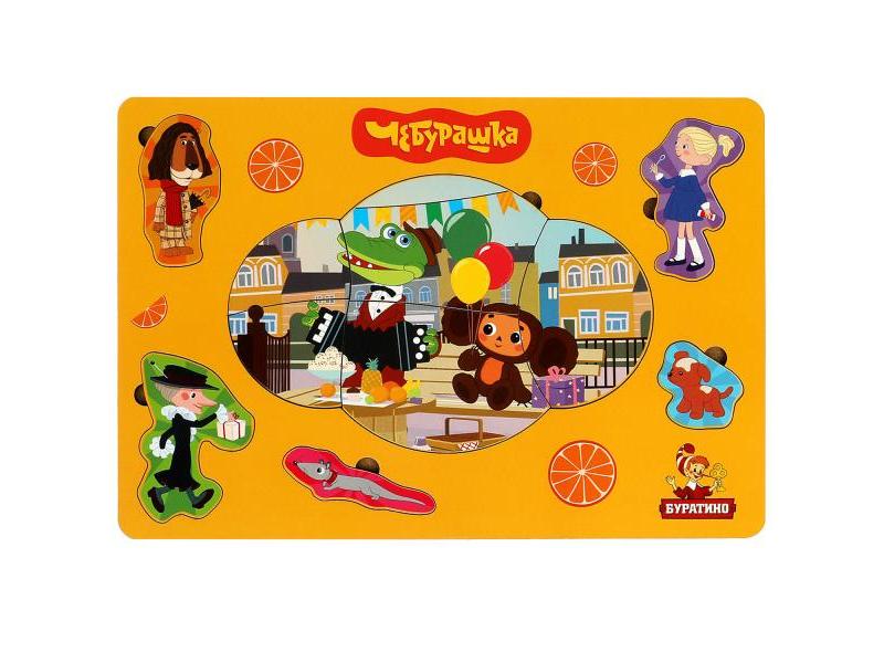 Донецк игрушка оптом Вкладыш дерево «Чебурашка» 28*19 см в пленке CHEB-14